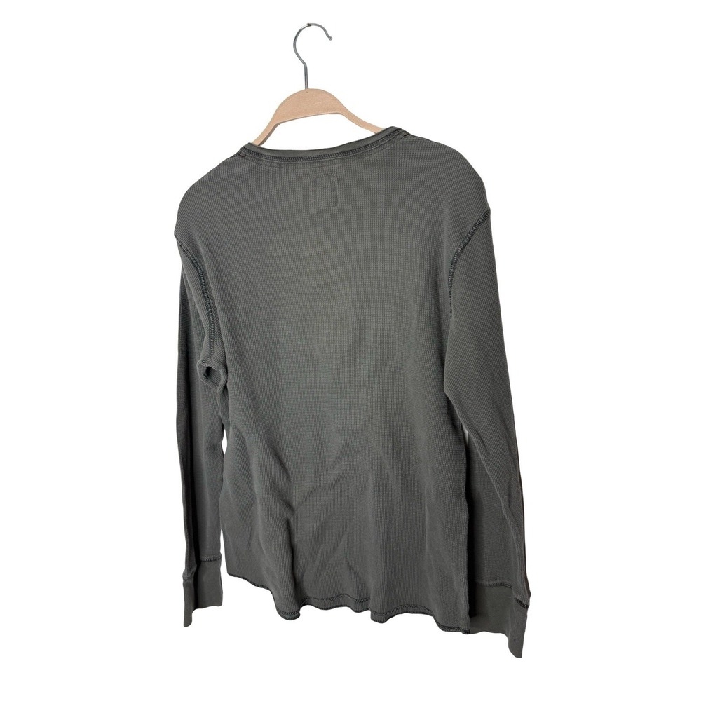 Mossimo Mens Long Sleeve Waffle Knit Thermal Henley gray Large Layering Preppy - Picture 2 of 2